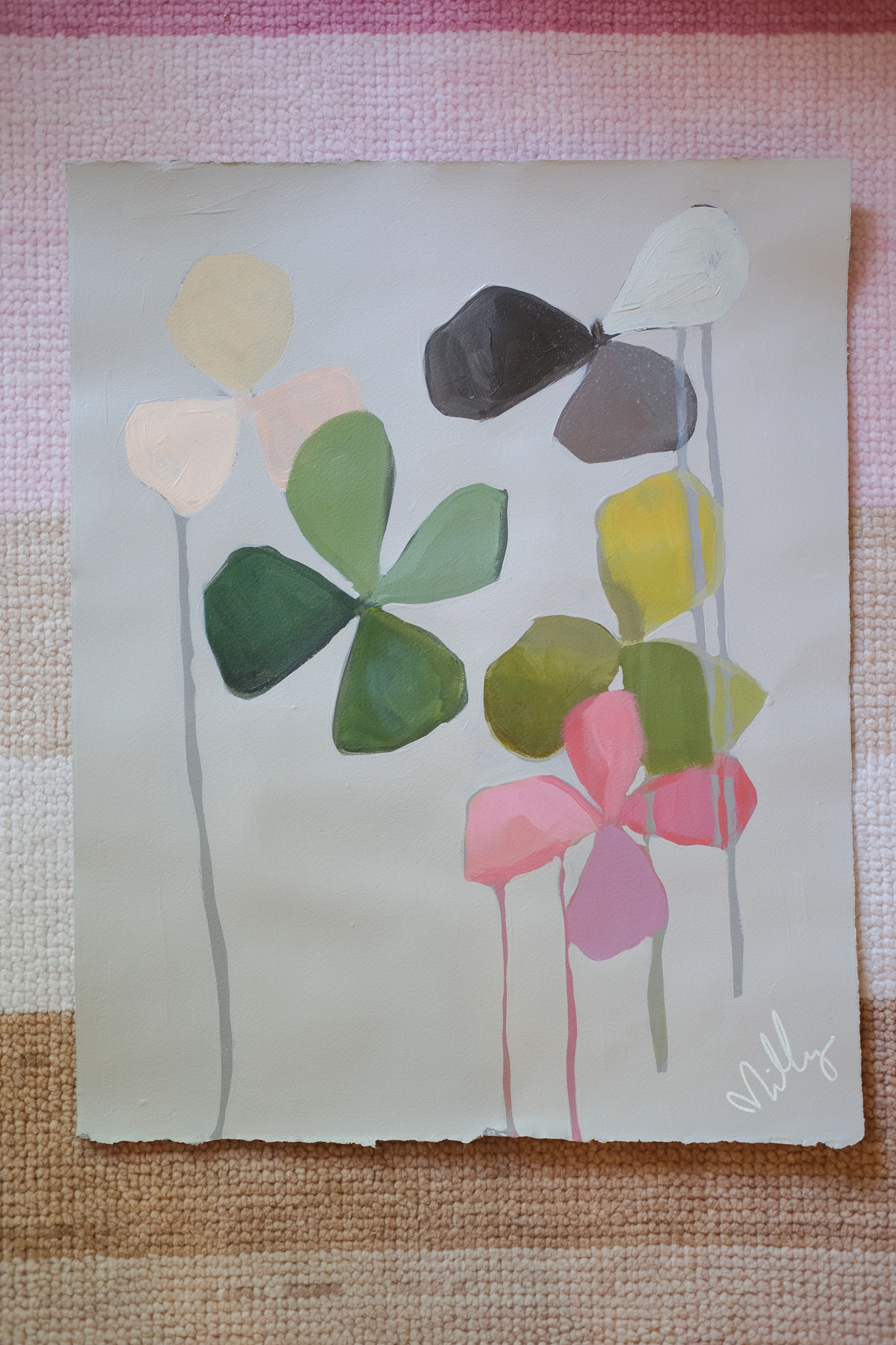 16x20 Linen Floral on Paper No.1