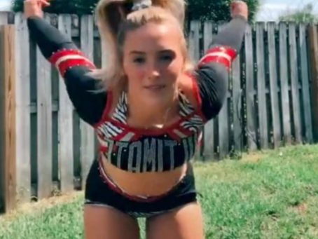 CHEER-TASTIC I somehow squeezed into my cheerleading uniform from 6 years ago – it makes me want to 