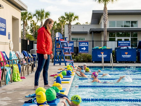 Parent poolside at swim team tryout