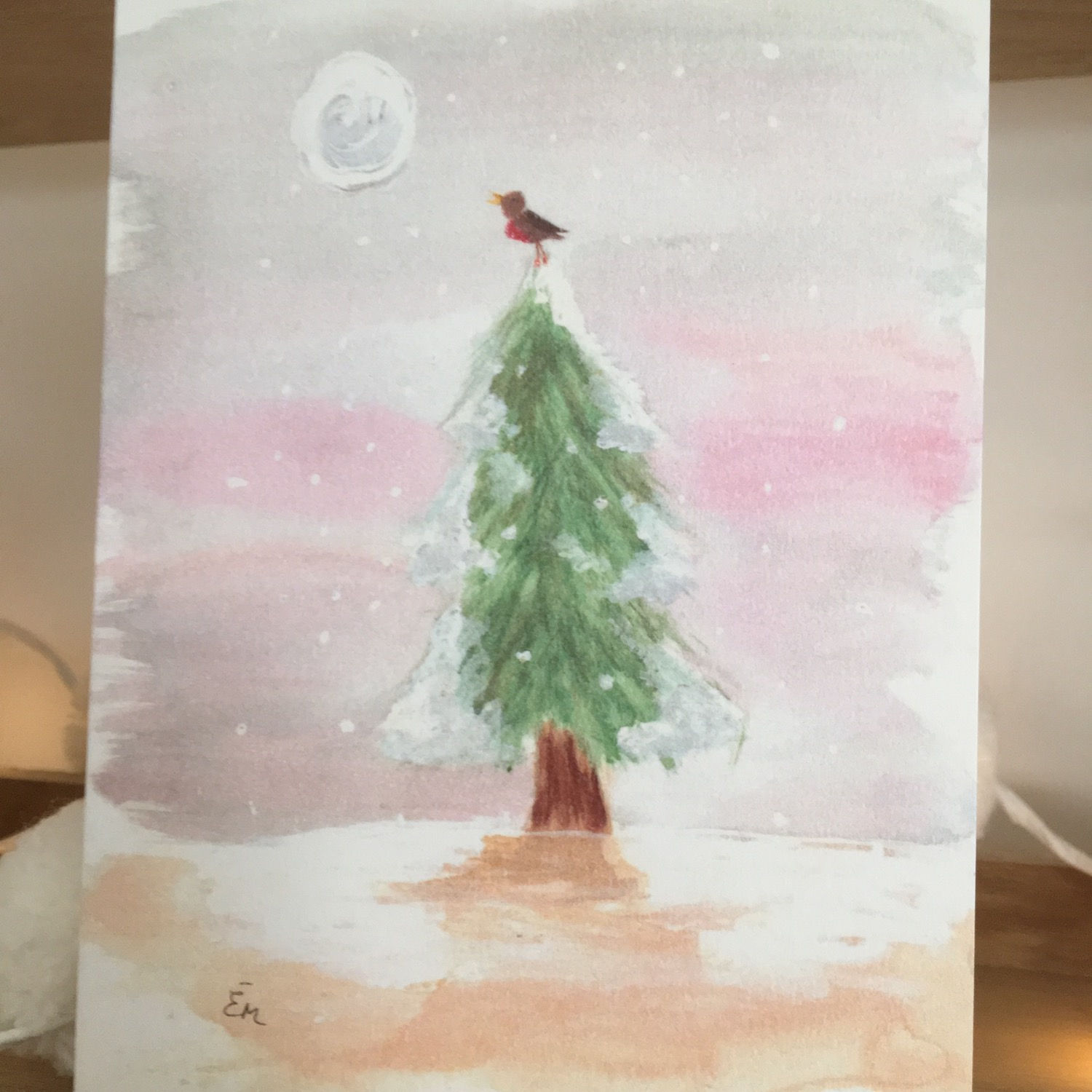 Pack of 5 robin Christmas cards 