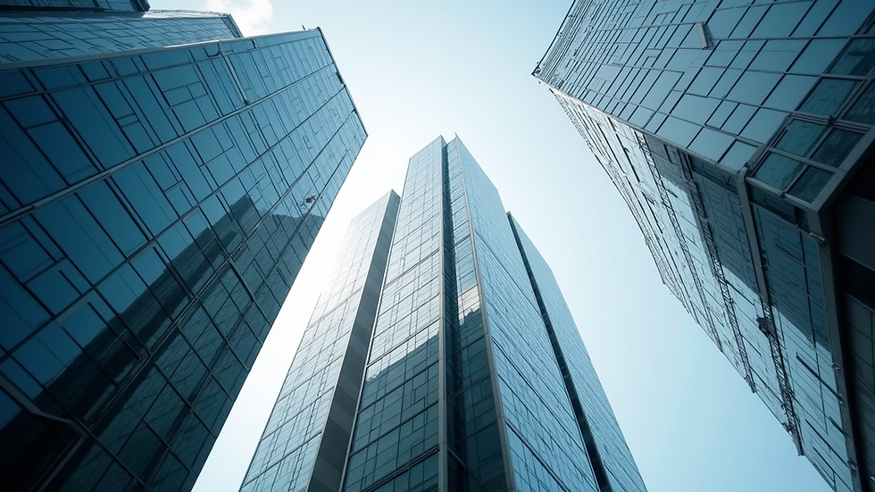 Eye-level view of a modern office building in Osasco