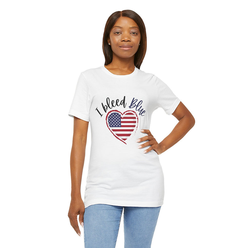 Patriotic 'I Bleed Blue' Unisex Tee - Short Sleeve Jersey Shirt