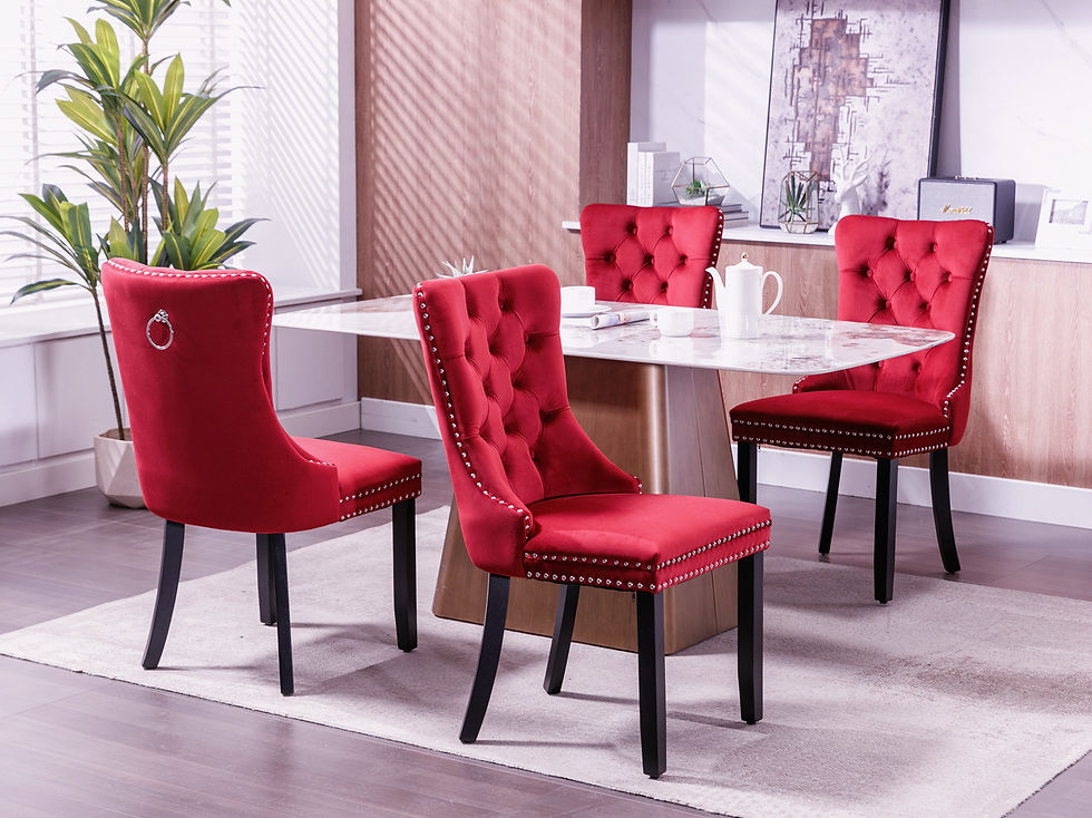 Thumbnail: Classic Velvet Dining Chairs, High-end Tufted Solid Wood 