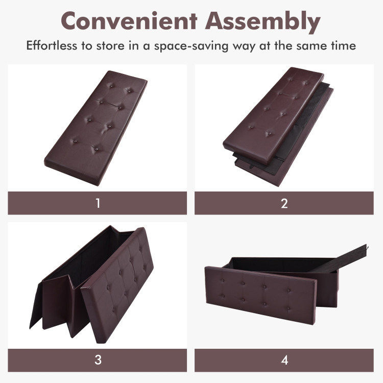 Thumbnail: 45 Inches Large Folding Storage Ottoman Bench with Memory Foam