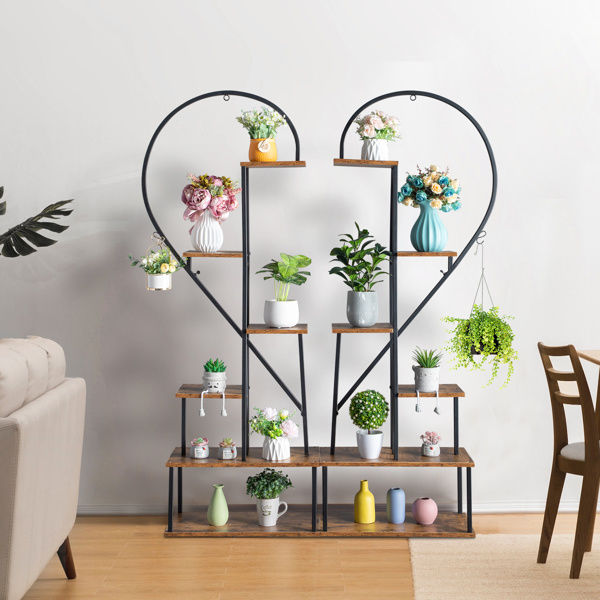 Thumbnail: Artisasset 2pcs 6 Layers Half Heart Iron Wood Suitable For Garden