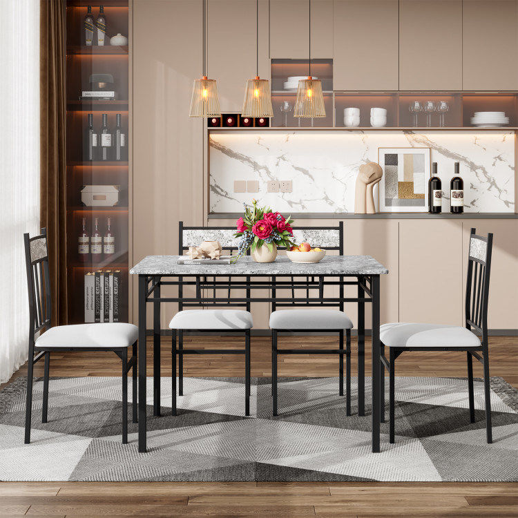 Thumbnail: 5 Pieces Faux Marble Dining Set Table