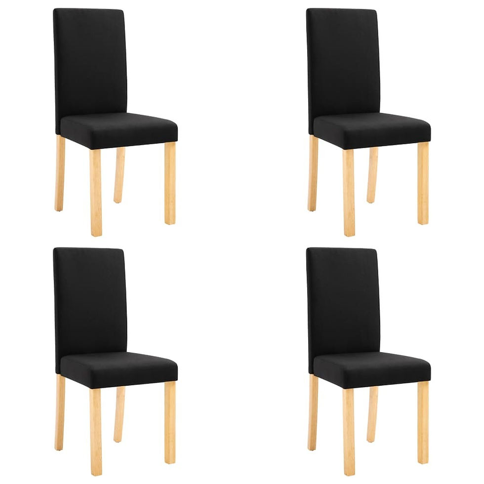 Thumbnail: Dining Chairs 4 set Black Fabric