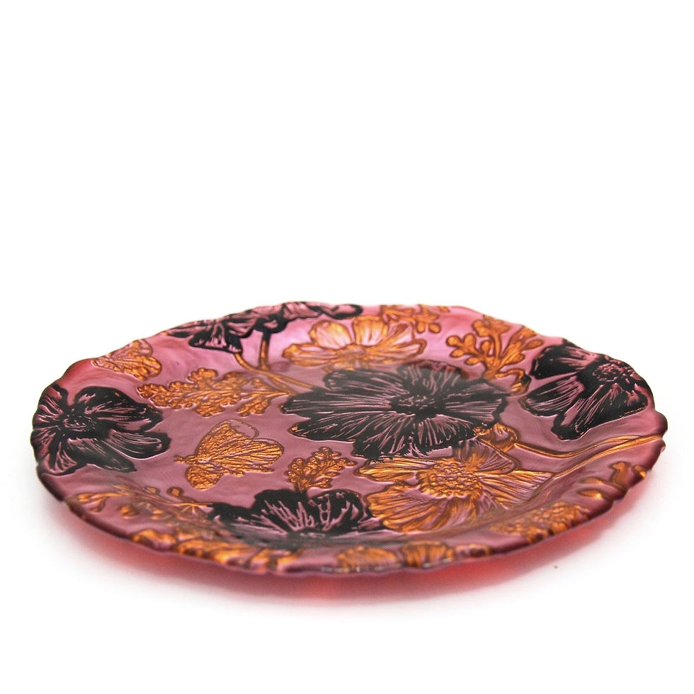 Thumbnail: Set/4 PAPILLON ROSE GOLD BLACK SIDE PLATES