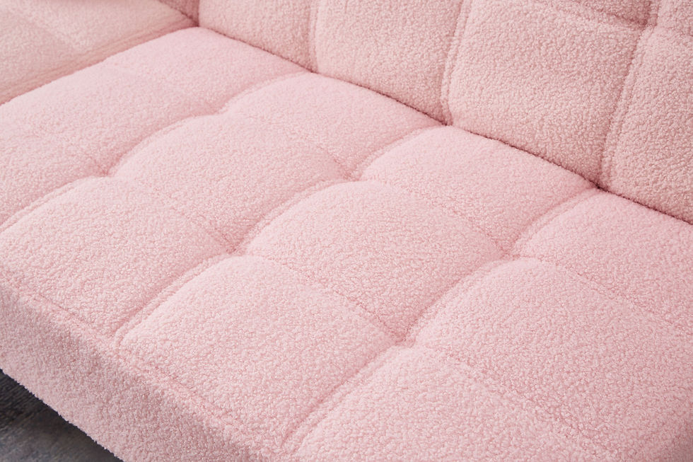 Thumbnail: 71" Convertible sofa bed futon with gold metal legs teddy fabric (Pink)