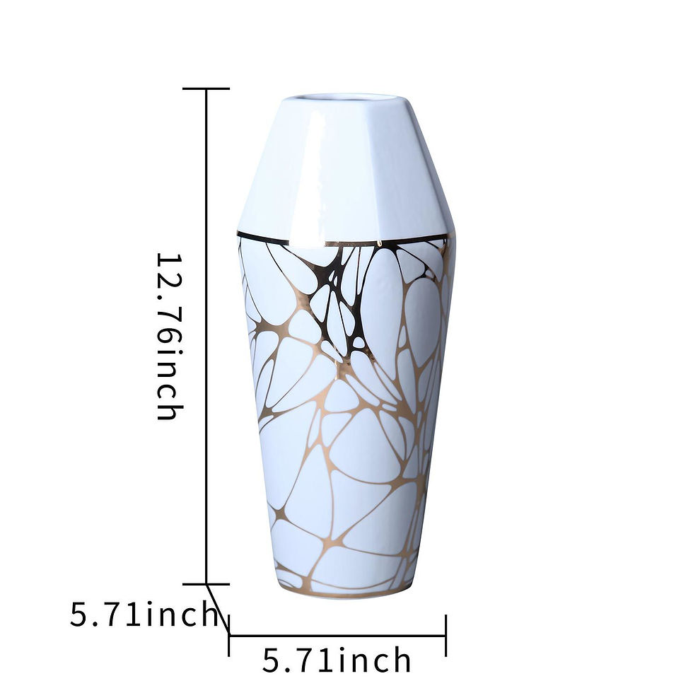 Thumbnail: White Ceramic Vase with Gold Organic Accent Design - Elegant and Versatile Home