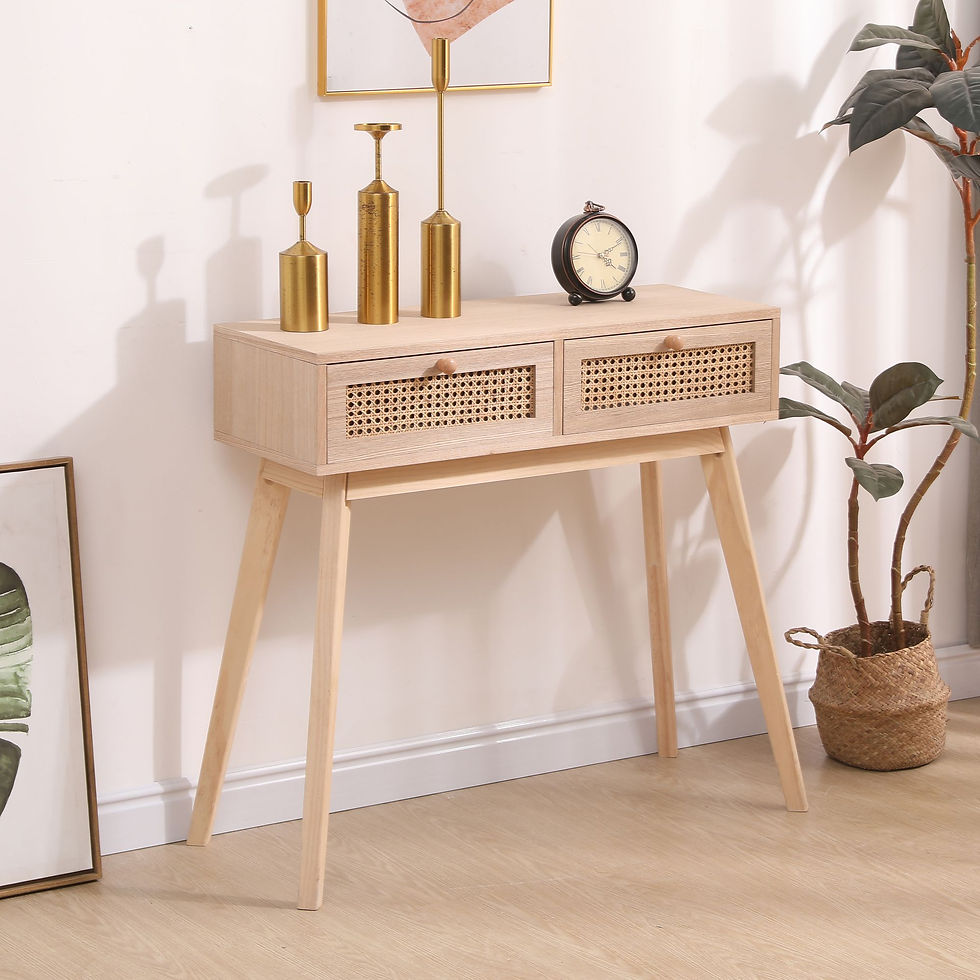 Thumbnail: Spring Drop-Side table with two rattan drawers