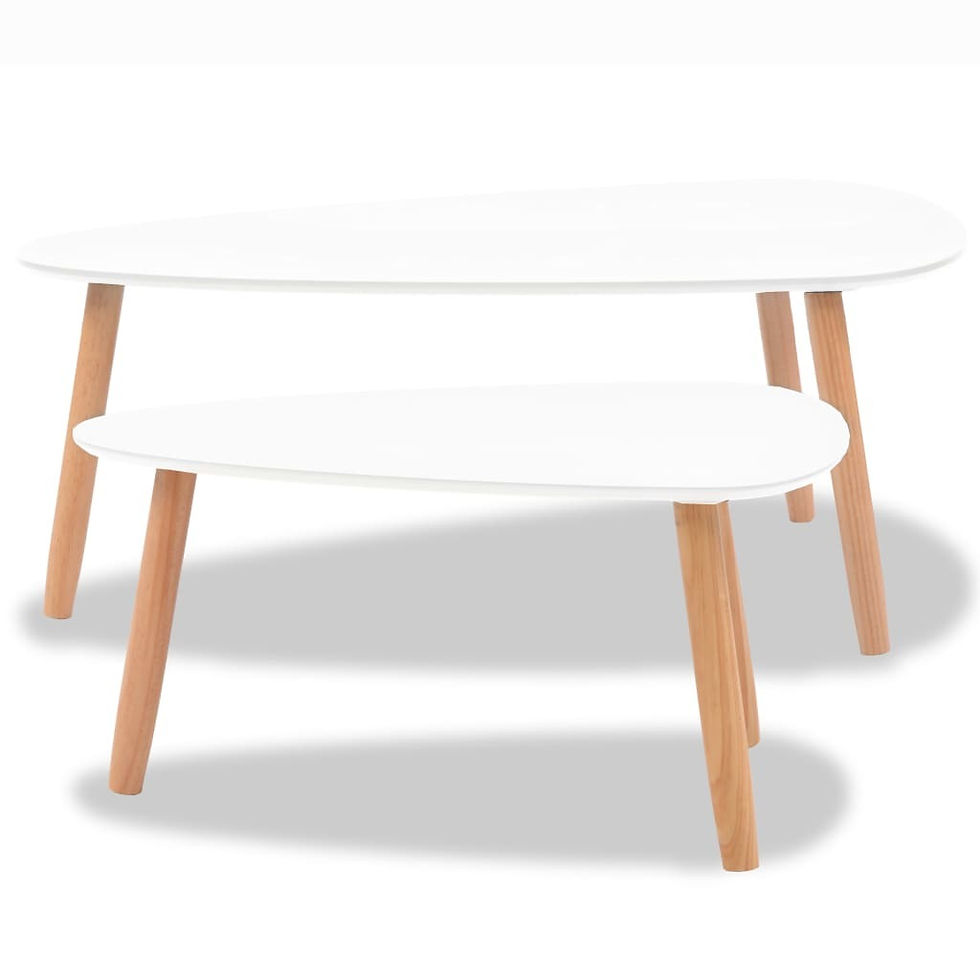 Thumbnail: Coffee Table Set 2 Pieces Solid Pinewood- White