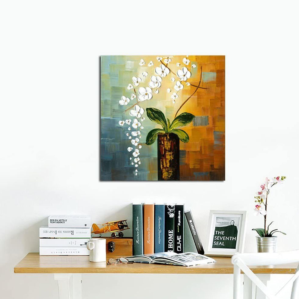 Thumbnail: Spring Drop1-Handmade Abstract Oil Painting Modern White Flowers