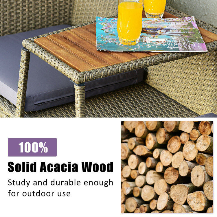 Thumbnail: 2-Person Patio Rattan Conversation Furniture Set with Coffee Table