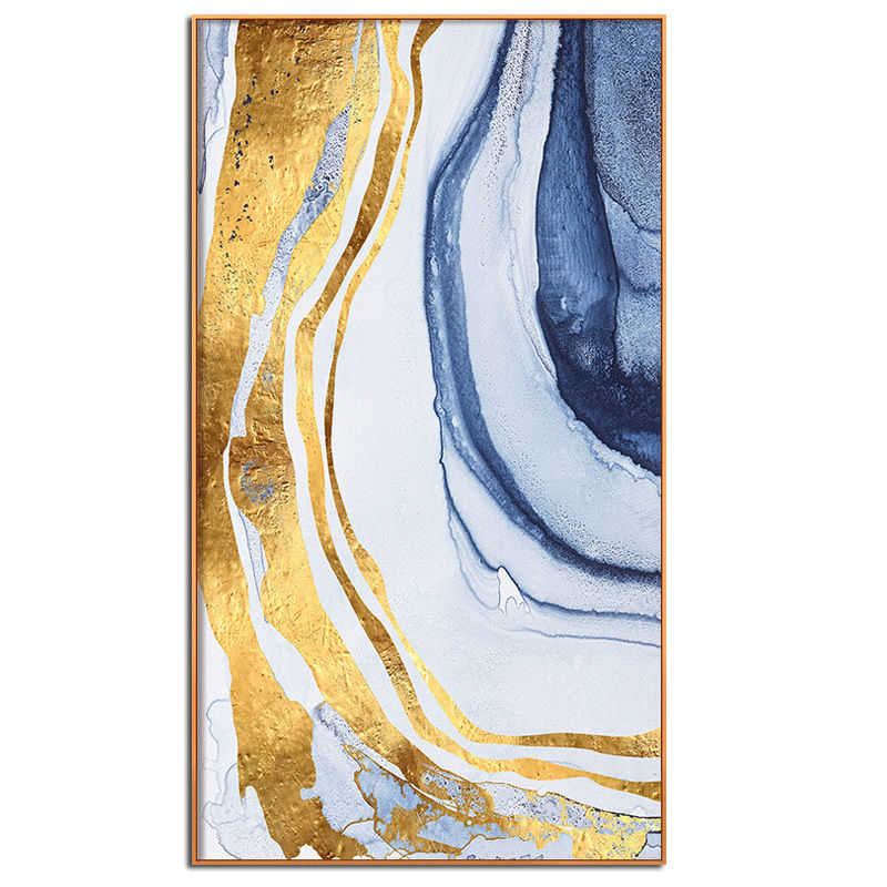 Thumbnail: 100% Handmade Gold Foil Abstract Oil Painting Wall Art Modern Minimalist