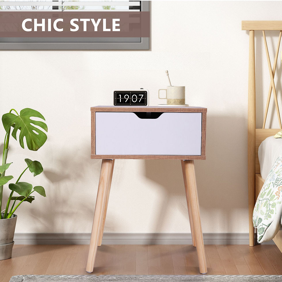 Thumbnail: Set of 2 Nightstand, Modern End Table with Drawer, Wooden Side Table for Living 