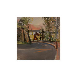 Doomed Red House on Main Street, Ossining, 8x8in, oil on canvas