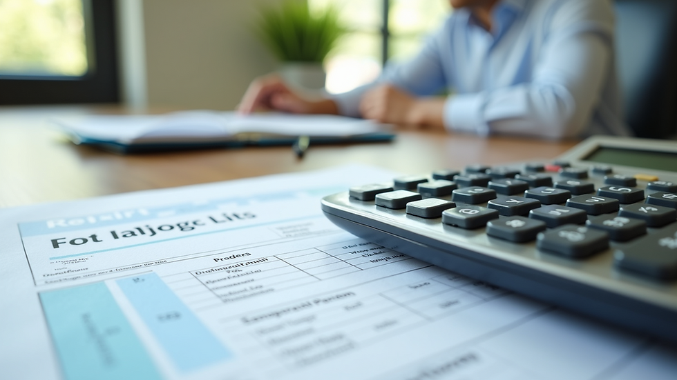 Close-up view of a calculator and retirement planning documents on a desk