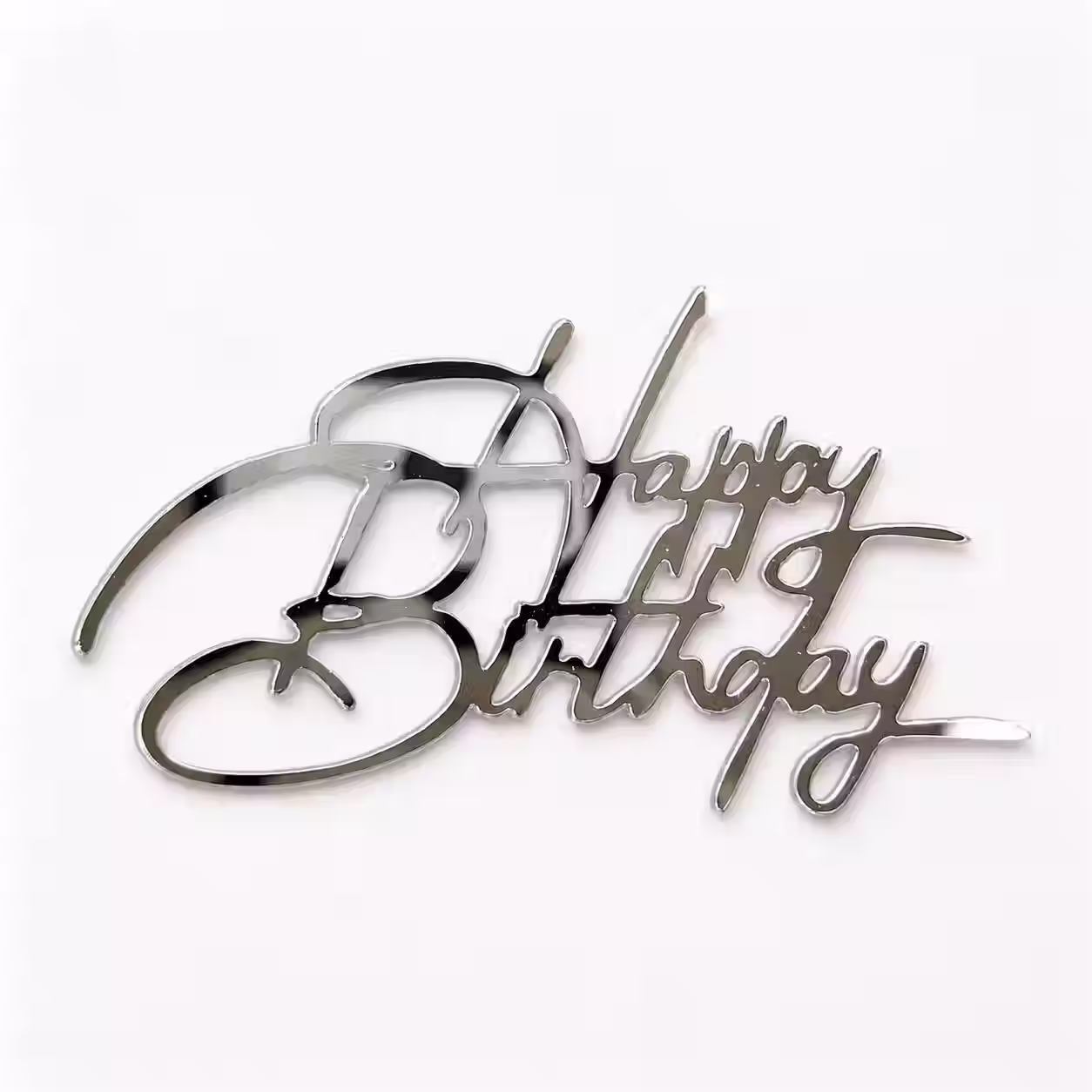 Топпер «Happy Birthday», серебряный, 9×5 см
