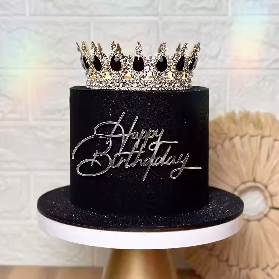 Миниатюра: Топпер «Happy Birthday», серебряный, 9×5 см