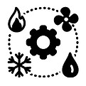 Mechanical logo with heat and cool icons