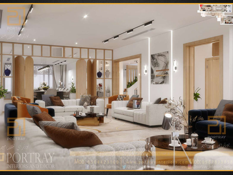 living room - dining room - interior design - residential design - portray interiors design - decor - تصميم داخلي - ديكور