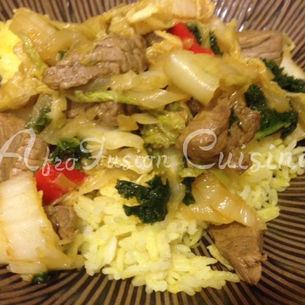 Afro Fusion Cuisine’s Stir fry Kale & Mixed veggies with Joloff Sauce