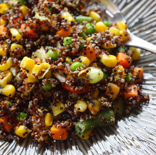 African Quinoa corn salad with Afro Fusion Cuisine Mango Dressing