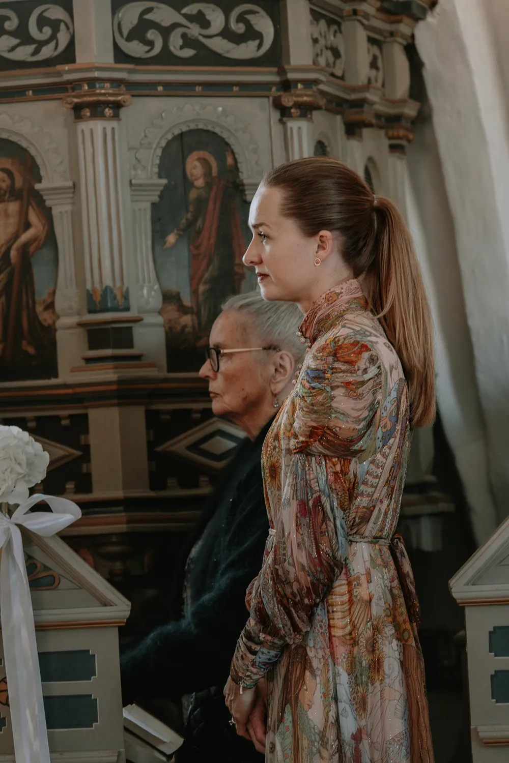 Wedding guests during emotional ceremony at Holckenhavn wedding