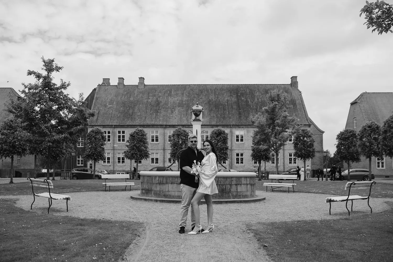 International couple getting married in Denmark during a civil wedding ceremony