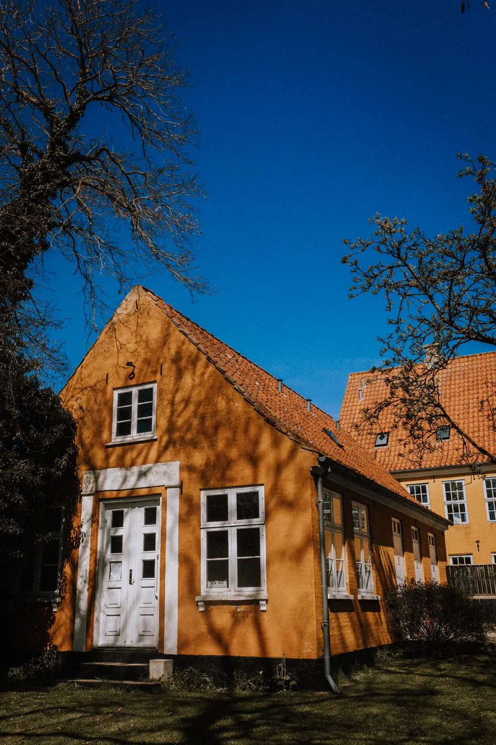Historic streets and colourful buildings in Ærøskøbing, Denmark.