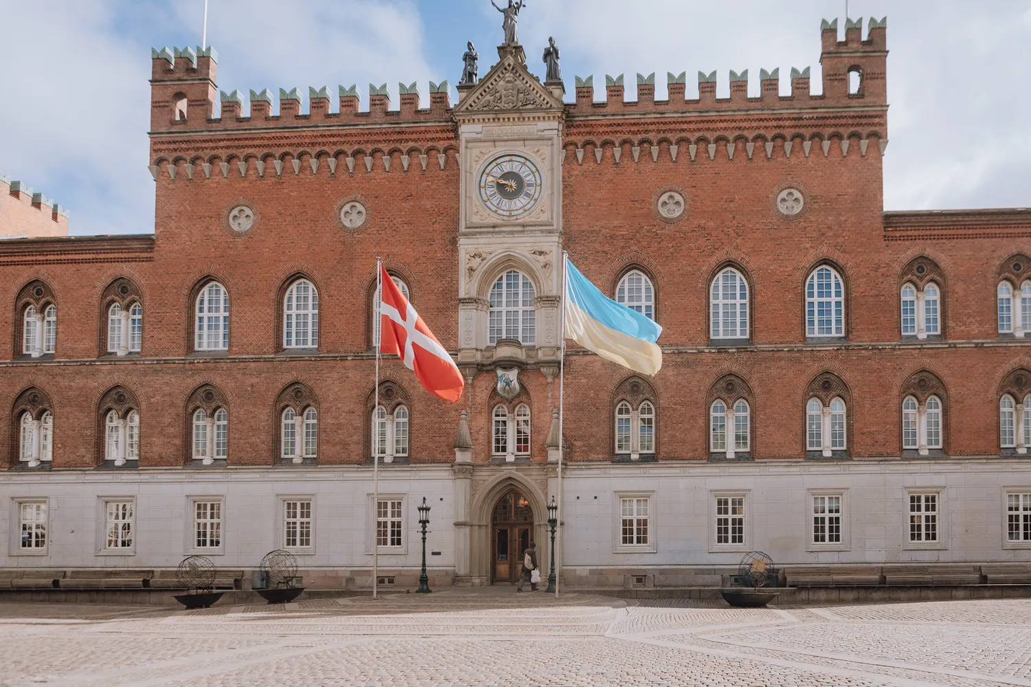 Entrance to Odense City Hall in Denmark.
