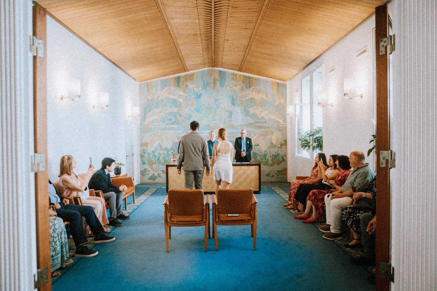 Odense City Hall wedding photographer capturing the couple saying yes.