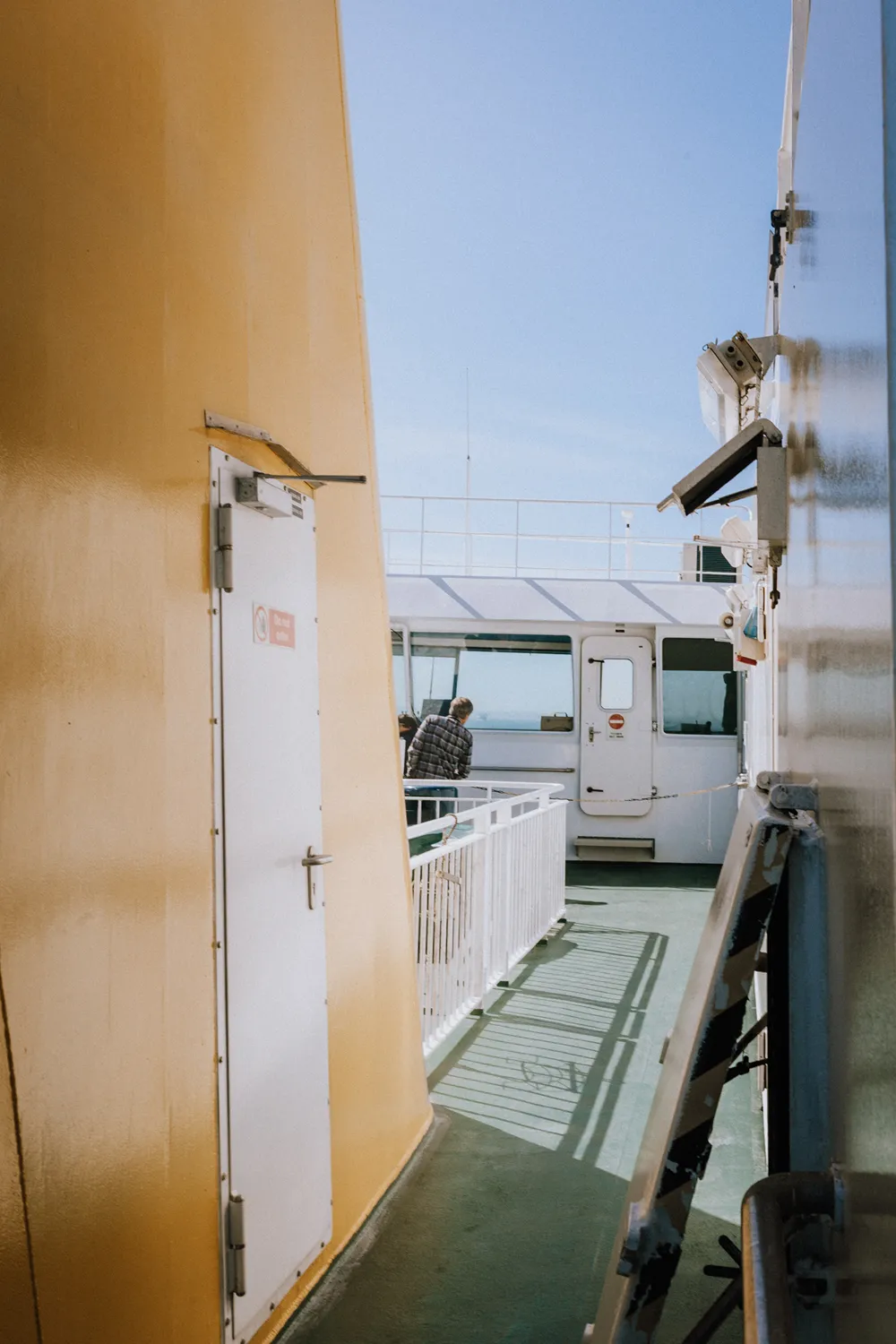 Ferry arriving to Ærø island for an intimate destination wedding in Denmark.