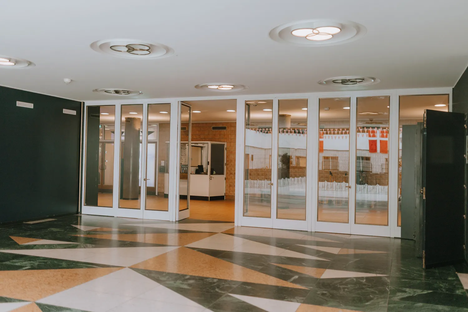 Interior entrance of Odense City Hall before a small wedding ceremony