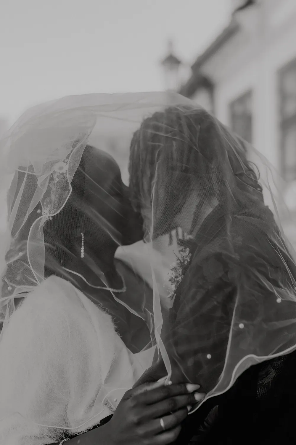 Bride with flowing veil during destination wedding on Ærø photographed by Juniper Picture Lab