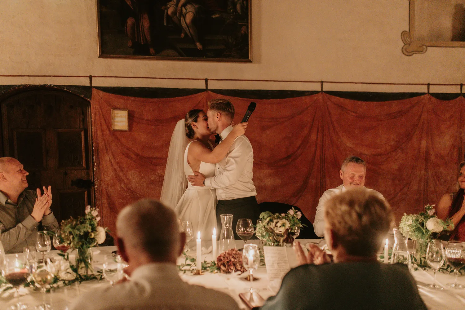 Elegant wedding party inside Danish castle venue by Juniper Picture Lab