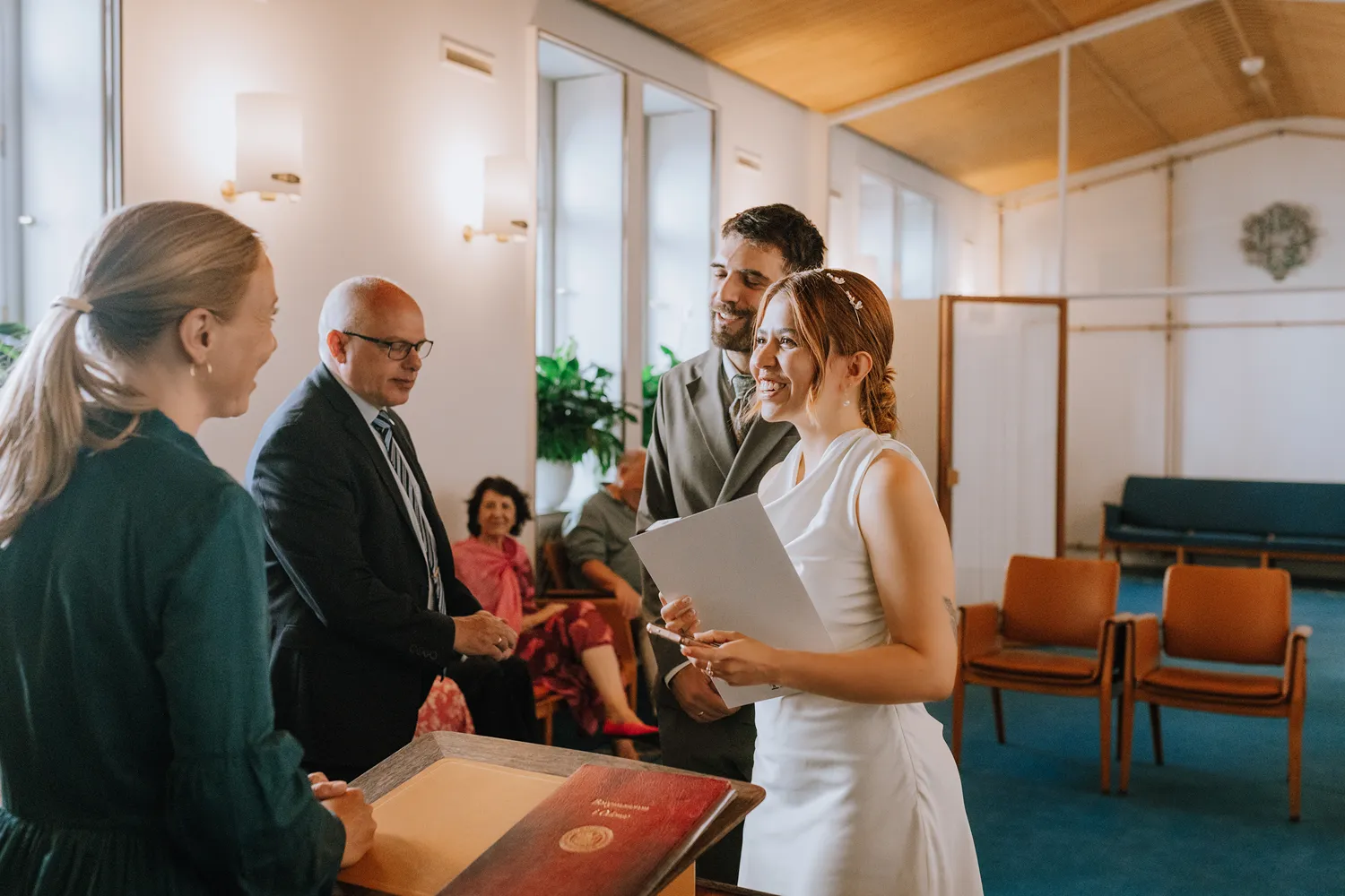 Odense wedding photographer capturing a calm and timeless city hall elopement.
