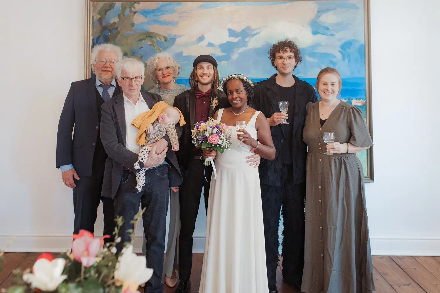 wedding group photographed after elopement ceremony 
