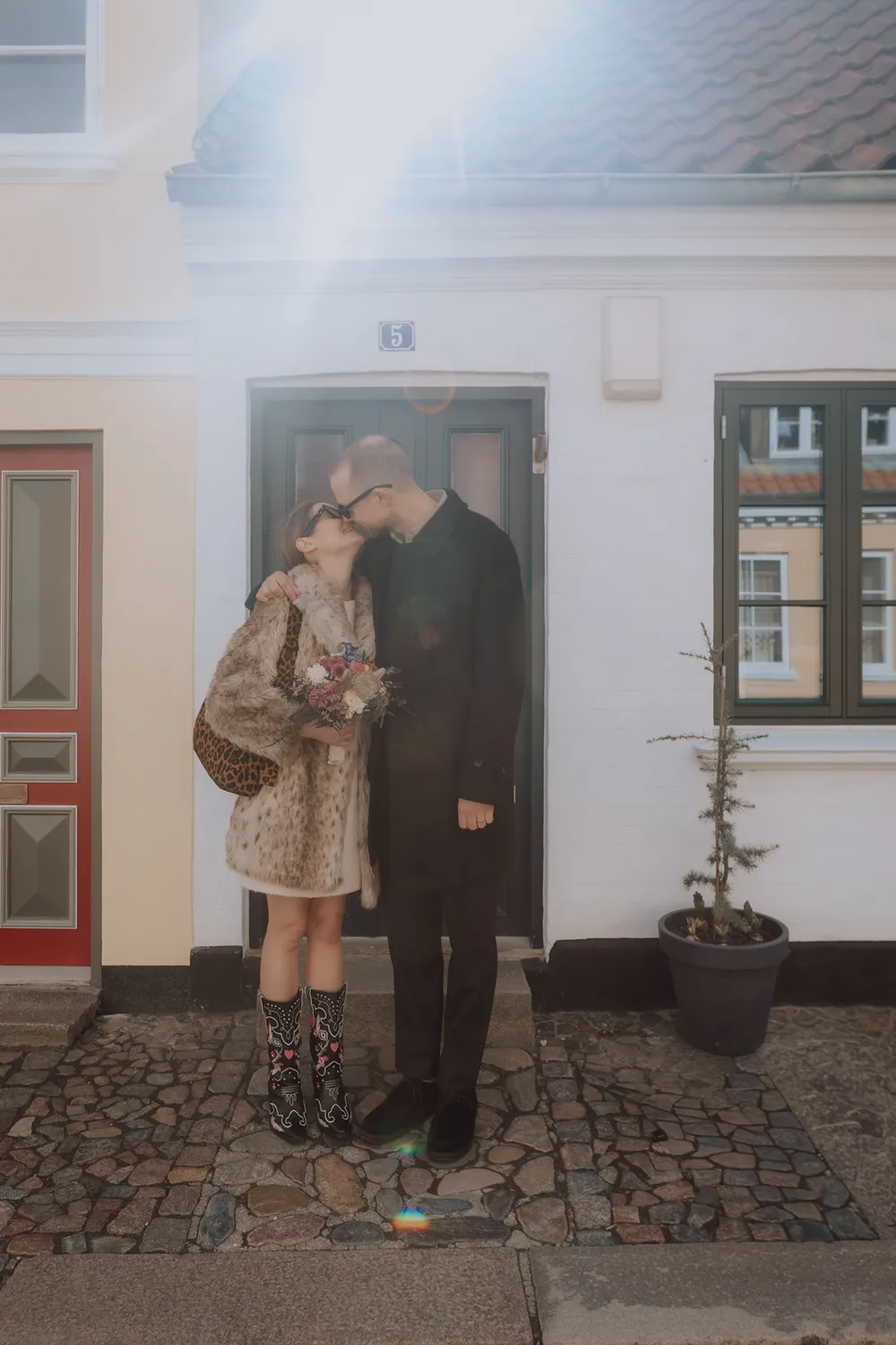Fairytale wedding portraits in the historic streets of Odense, Denmark.