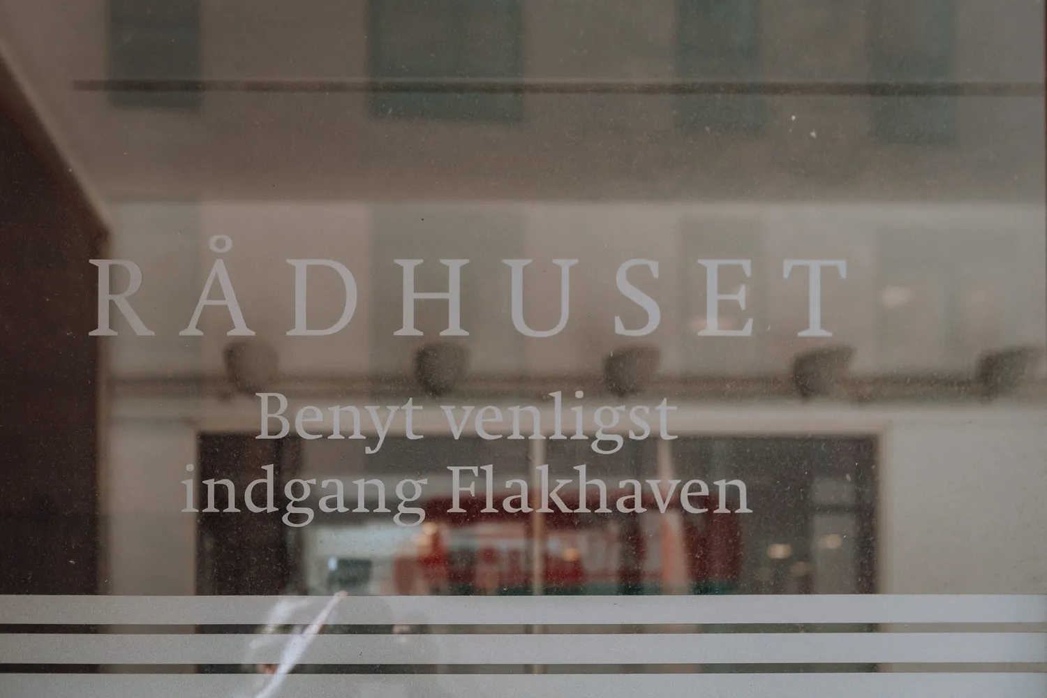 Entrance to Odense City Hall in Denmark.