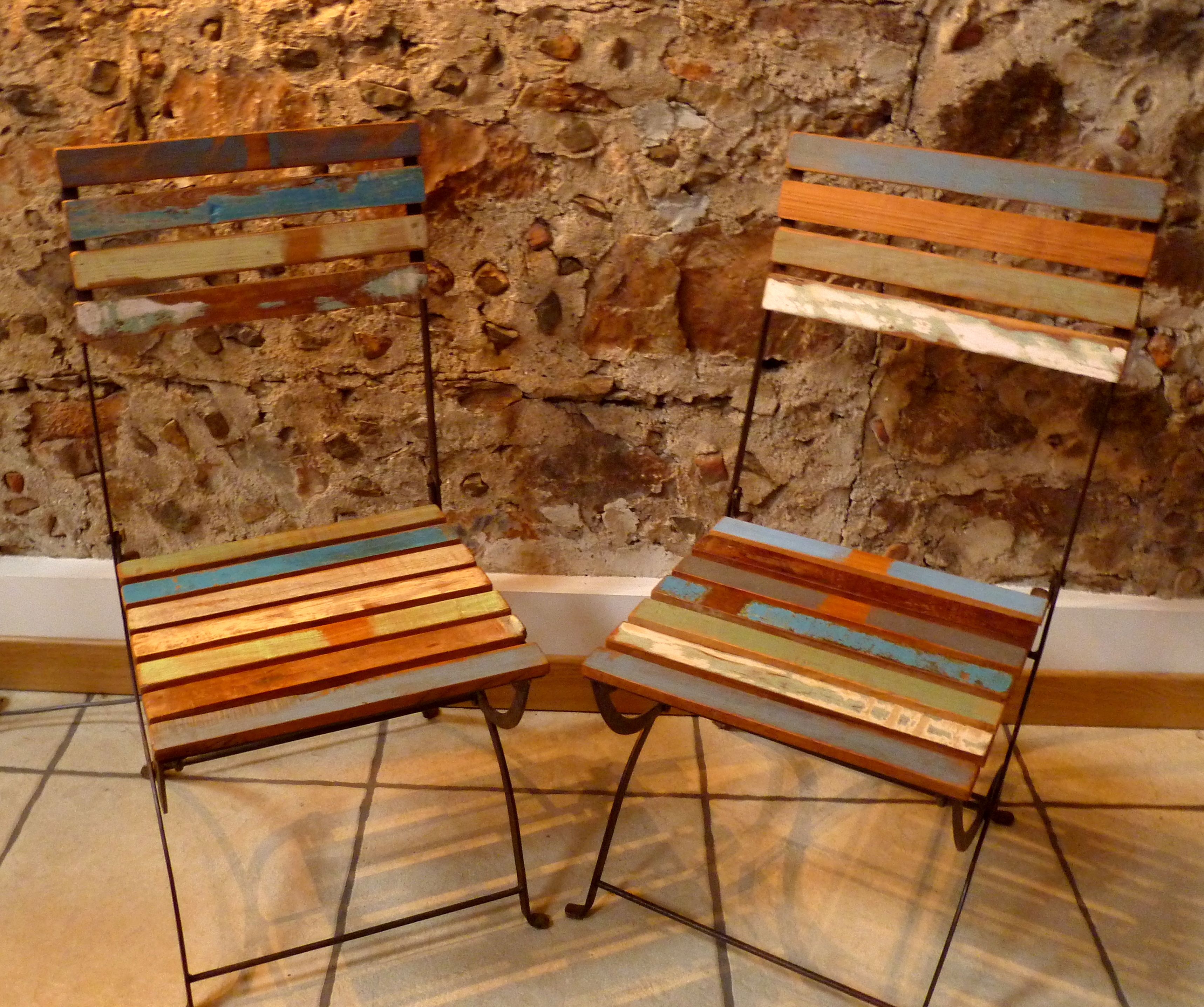 Chaises bois bistro métal mariage 66