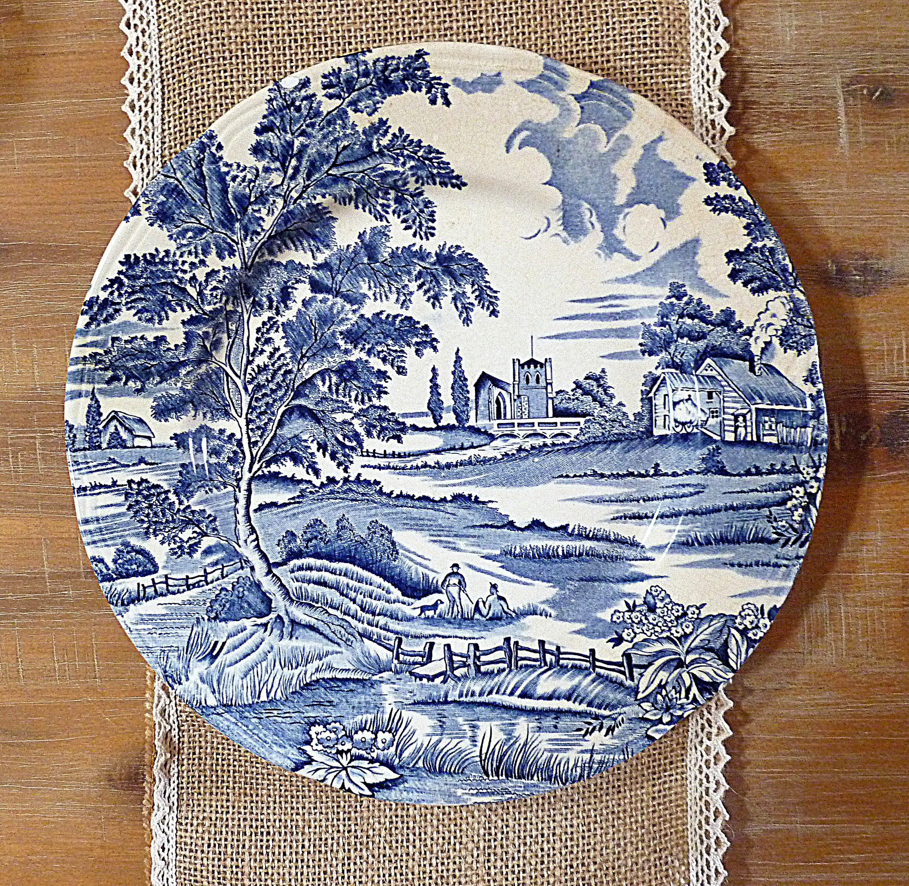 Assiette bleue campagne décoration