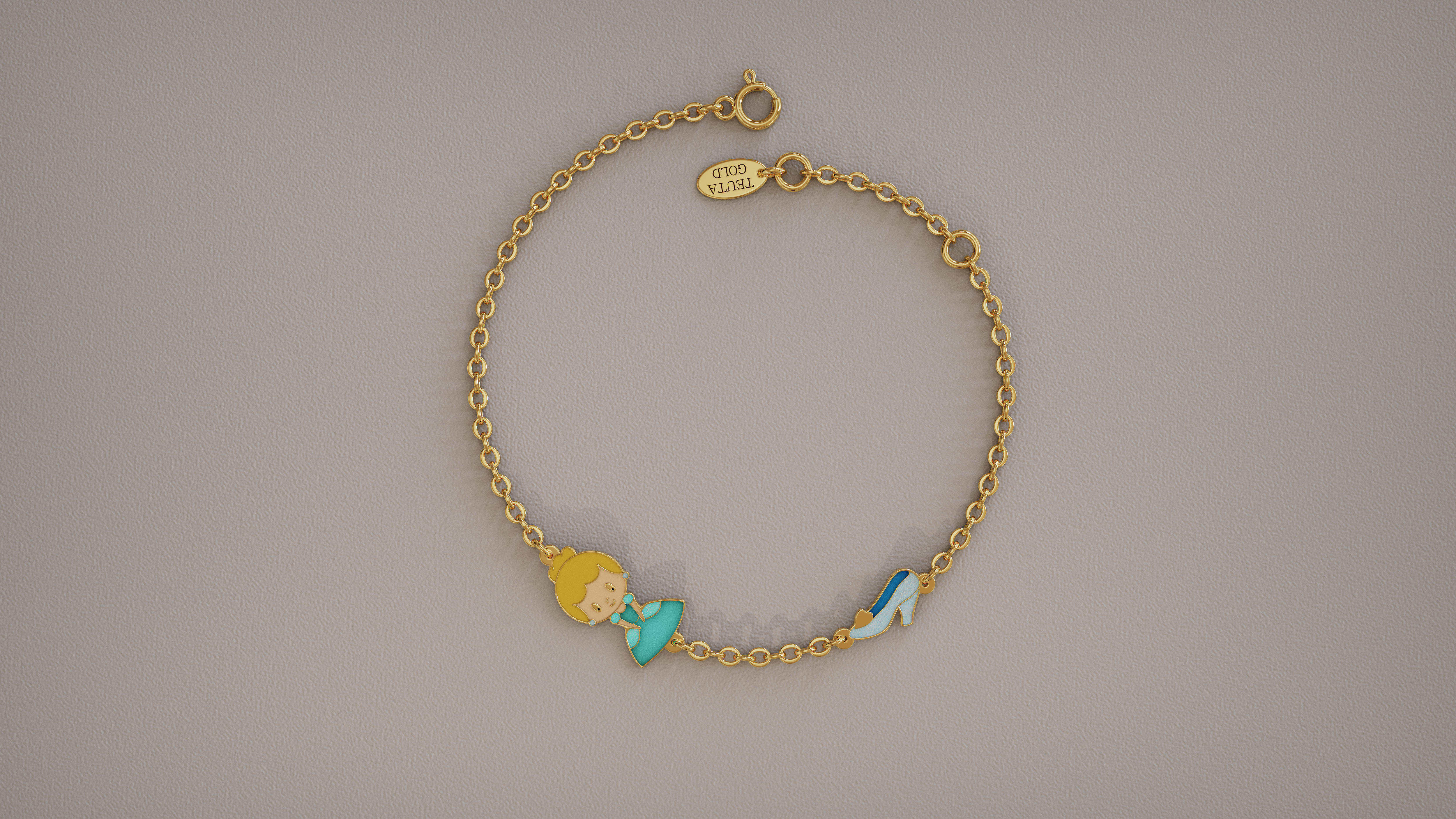 cinderella bracelet, cinderella shoe bracelet, children baby bracelet, enamel bracelet, disney, handmade