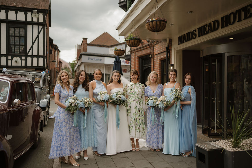 Ellie, her mum and her beautiful gals outside the Maids Head Hotel, Norwich. 