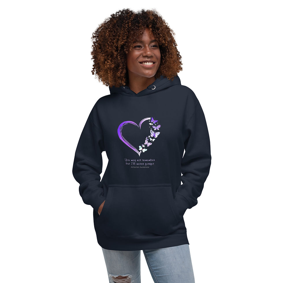 Thumbnail: "I Will Never Forget: Purple Butterfly Heart" Unisex Hoodie (in Various Colors)
