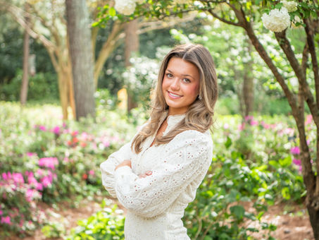 spring senior portraits at WRAL Azalea Garden in Raleigh NC