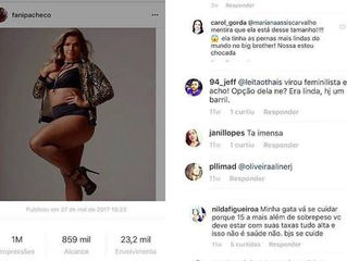 Fani Pacheco denuncia comentários preconceituosos