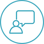 Person with speech bubble icon