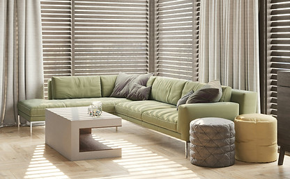 modern window coverings in a large corner room